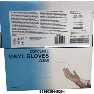 GUANTES DE VINILO TALLA L 100UDS C/10